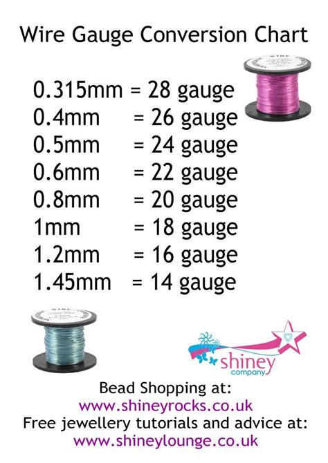 wire gauge thickness chart jewelry